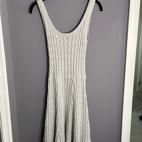 Express Light Gray Cable Knit Sweater Tank A Line Dress Size Small - Picture 5 of 6